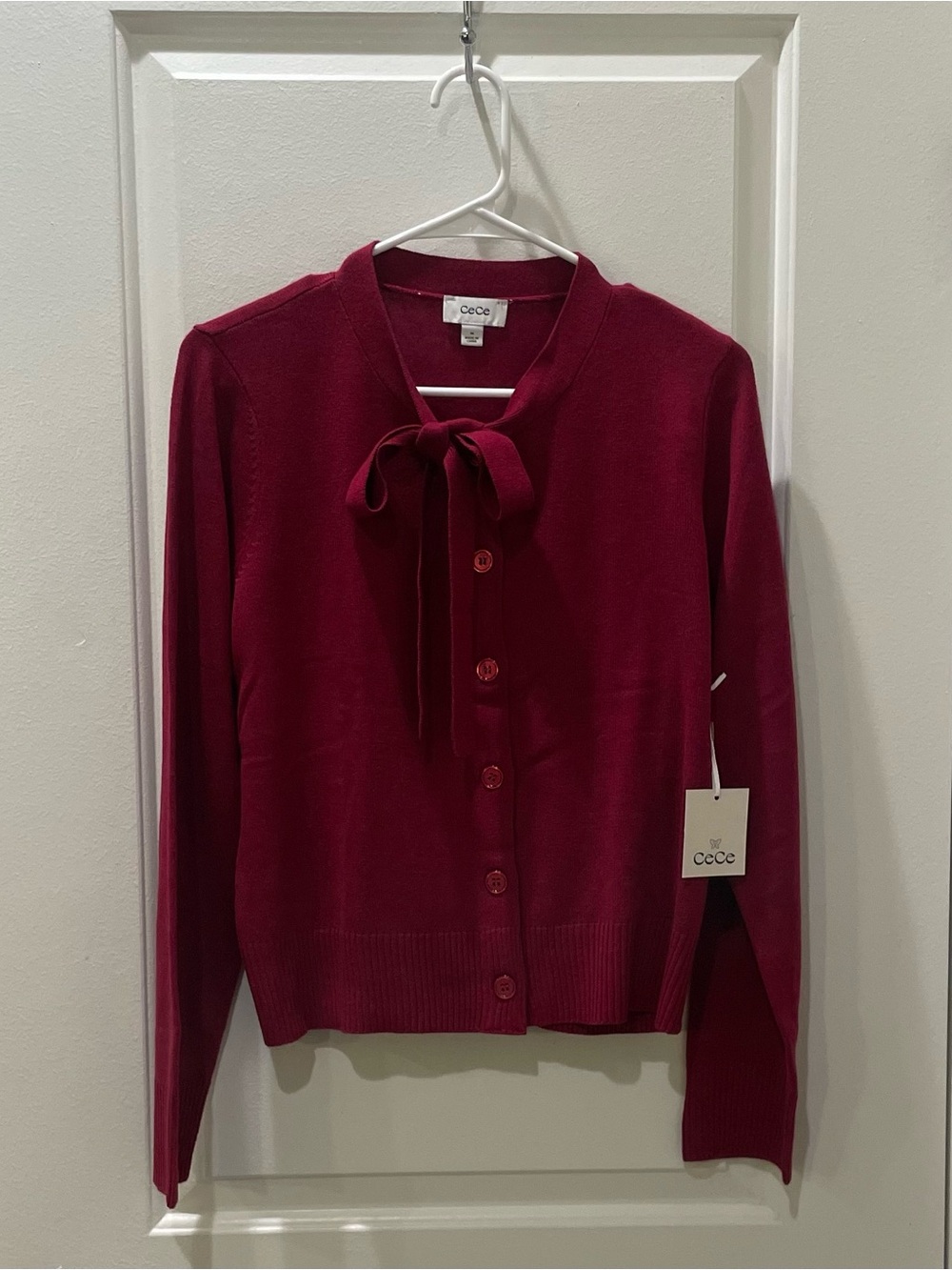 NEW…CeCe-Tie Neck Cardigan Sweater - Picture 2 of 3